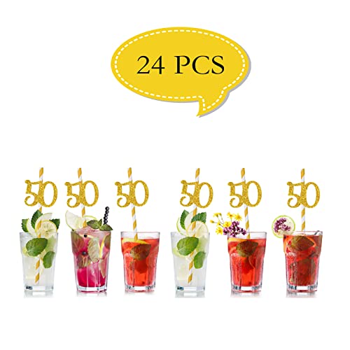 Decoración de pitillos papel oro 7.7 pulgadas set 24 miniatura 3