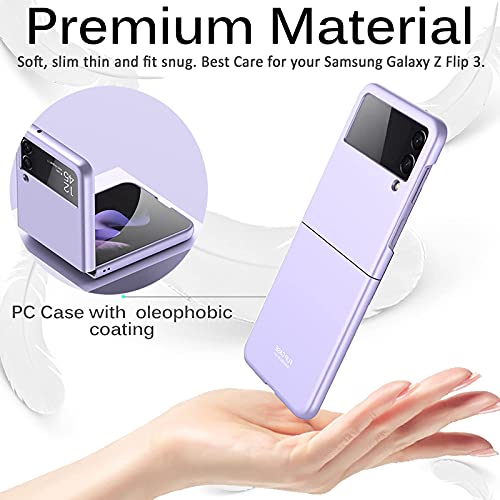 Miimall Compatible With Samsung Galaxy Z Flip 3 2021 Case Cover, Galaxy Z Flip 3 Case Ultra-Thin Matte Finish Anti-Fingerprint Anti-Oil Bumper Case For Samsung Galaxy Z Flip 3 Flip 3 5G 2021(Purple) #TOP2