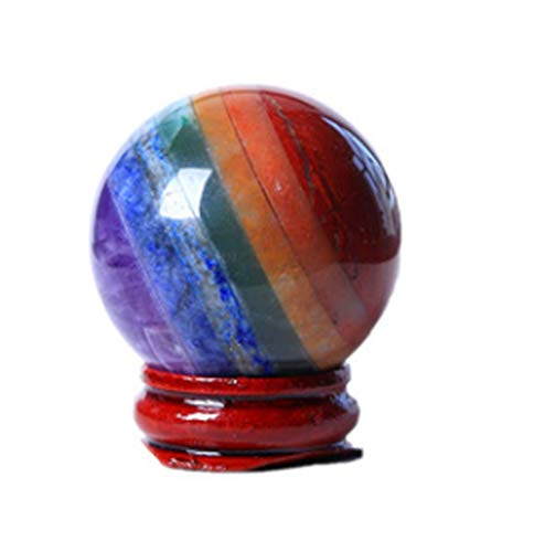 Natural Healing Gemstone Crystal Sphere Ball Seven Gemstone Mixed Crystal Ball Figurine Statue for Home Office Decoration Chakra Balancing Meditation (Seven Color Gemstone 40mm)