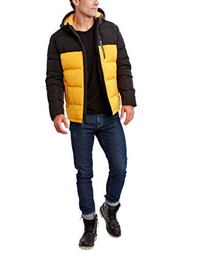Image of Nautica Men's Midweight Quilted Faux Memory Puffer Jacket -Adjustable Hood Insulated Winter Coat