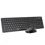 seenda Bluetooth Keyboard and Mouse, Wireless Keyboard Mouse Combo 2.4G+Dual Bluetooth Multi-Device Connection Full Size Ultra-Slim Keyboard with Number Pad for Windows/Mac, Black