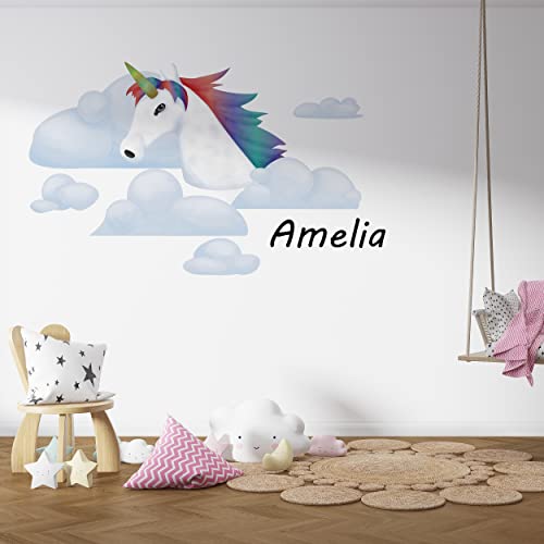 Custom Name Unicorn Nursery Wall Decal – Unicorn and Sky Decor for Girls Bedroom – Select Your Name for Decal – Stickers for Girls Babies Children Teens Kids Bedroom Nursery – Room D?cor 46×77