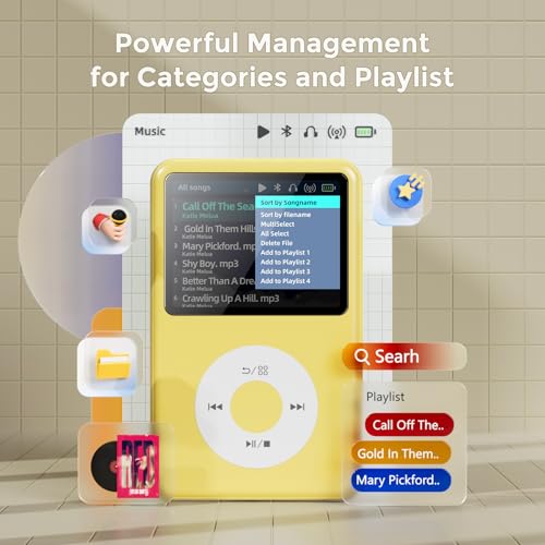 Image of MP3 Player with Bluetooth Y1 128GB Video EBOOK Lemon