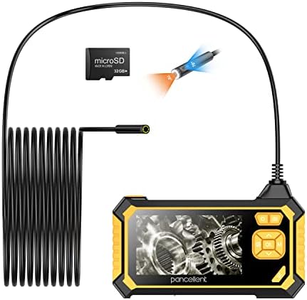 Pancellent Dual Lens Industrial Endoscope, 1080P Digital Borescope Inspection Camera with 8mm IP67 Waterproof Camera, Sewer Camera with 4.3" LCD Screen, 6 LED Lights,16.5FT Semi-Rigid Cable, 32GB Card