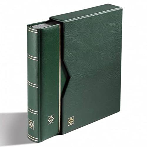 Leuchtturm 326398 Clasificador DIN A4, 32 Black Pages, Padded Leather * Cover + Small Box, Green