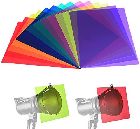 14 Pack Color Correction Light Gel Filter Sheet Colored Overlays Transparency Film Plastic Sheets, 11.7 by 8.3 Inches, 7 Colors