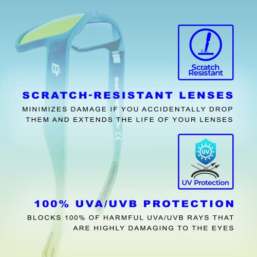 Birdz Eyewear Glide 4 Pairs Sunglasses for Men or Women Scratch Resistant Lens Lightweight Black Square Frame Smoke Green Blue and Red Mirror Lens4