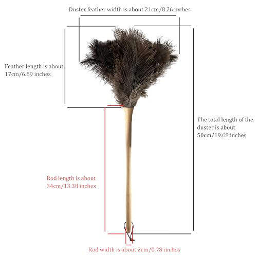 Image of 19.7 Inch Ostrich Feather Duster - Soft Dusting Brush for Home, Office, and Furniture Cleaning (Brown)