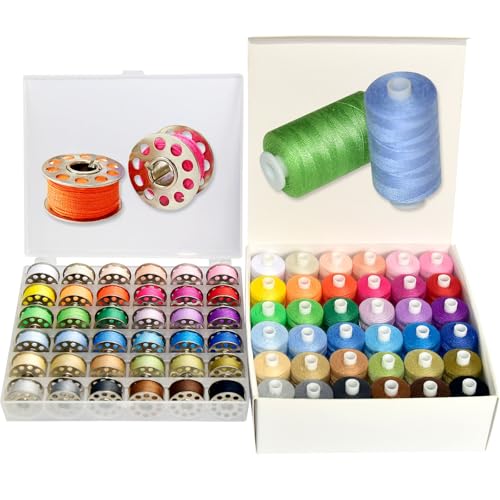 72 hilos de poliéster en 36 colores con canillas metálicas miniatura 1