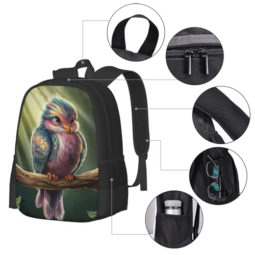 Funny Bird Backpack for Women Men, Lightweight Adjustable Black Backpack for Travel Outdoor Sports3