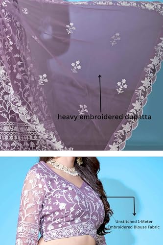Varni Net Embroidered Semi Stitched Lehenga Set - Image 7