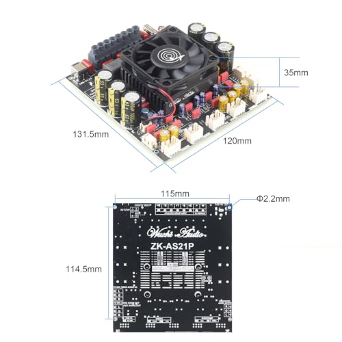 Image of ZK-AS21P Bluetooth Amplifier Board - 300W+300W+600W Output, 18-50V DC Wide Voltage Input, Vehicle Amplifier (External Potentiator)