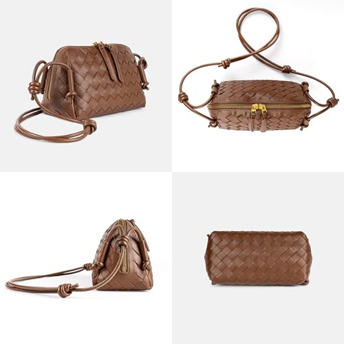 Joryin Woven Crossbody Purse for Women, Hand-Woven Leather Crossbody Bag Woven Shoulder Bag Vegan Leather Handbag3