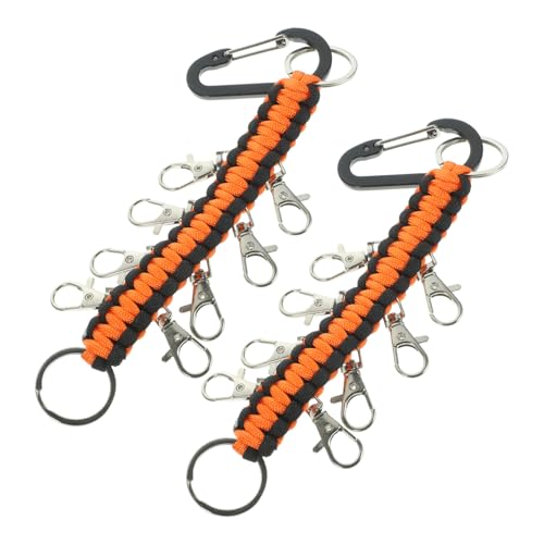 DEARMAMY 2 Piezas Llavero paracord hecho a mano mosquetón de aluminio etiqueta mosquetón manejar mosquetón aire libre keyring acollador mosquetón cordón llavero Cuerda trenzada