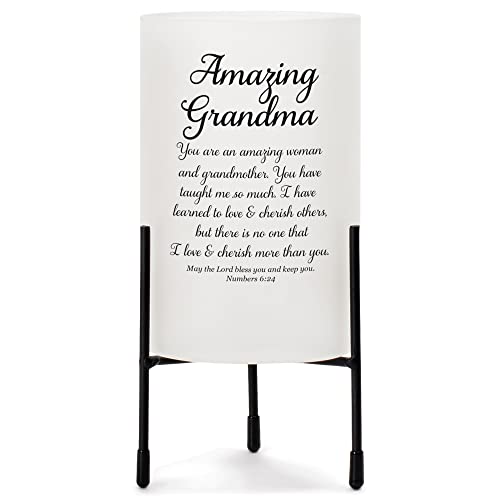 Elanze Designs Grandma Scripture White 8 inch Glass Hurricane Candle Holder