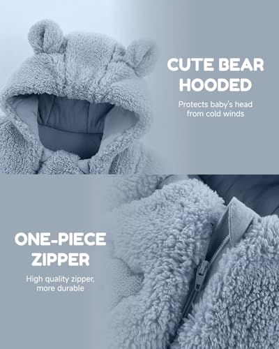 WYTbaby Baby Overall Winter Fleece Warm Schneeanzug Baby Romper Mit Kapuze Für Jungen Mädchen 3-6 Monate