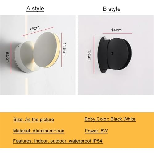 Luz LED para ventana y pasillo exterior en aplique negro impermeable de estilo B 6