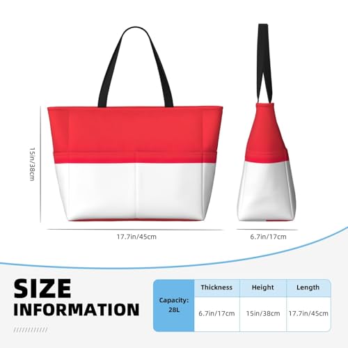Indonesian Flag Print Each Travel Bag Large Capacity Tote Bags Foldable Pool Bag Zipper Handbags Vacation4