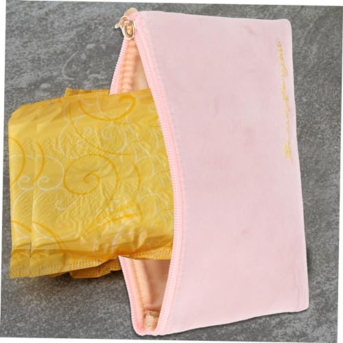 Bolsa portátil para toallas sanitarias con cremallera rosa miniatura 3