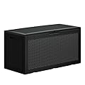TARKARI 100 Gallon Resin Deck Box, Waterproof Outdoor Storage Box, Lockable for Patio Furniture, Garden Tools, Pool Accessories, UV-Resistant for All Weather Use, Black