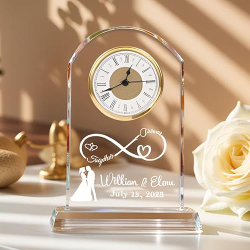 Personalized Crystal Wedding Clock, Together Forever Engraved, Personalized Anniversary Clock, Crystal for Him or Her - Image 3
