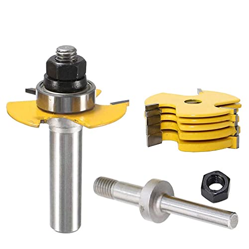 Foto von Mesee 6 Stück T-Nutfräser-Set, 8mm Schaft Stapelbare Verstellbare Scheibennutfräser, T-Track Slotting Fräser Router Bit Set, Scheibennutfräser Holzschneider Werkzeug für Graviermaschine Trimmmaschine