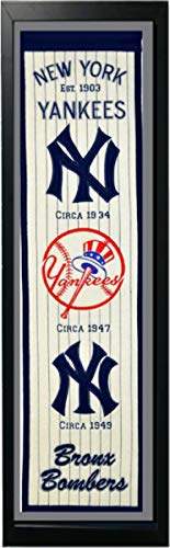 Encore New York Yankees Logo History Felt Banner - 14 x 37 Framed