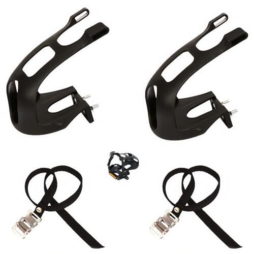 Bike Pedals, Toe Clips Universal Replacement Parts with Strap Belts,Bicycle Pedal Foot Cover Plastic Bike Pedals for MTB and Road Bike