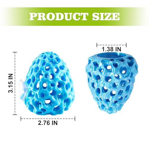 Image of Shrimp Dome Hide, Shrimp Hides for Aquarium, Betta Fish Hideout with Suction Cup, Betta Habitat Tank Ornament Accessories, Aquarium Decor for Small Fish Guppy Hiding Resting (Blue)