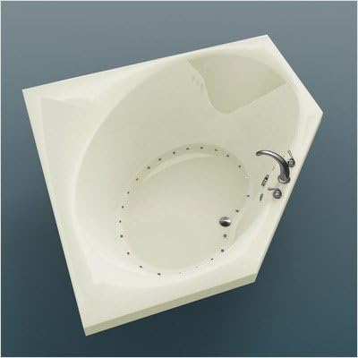 St. Barts 60 x 60 x 23" Corner Air Jetted Bathtub Color/Trim / Tile Flange / Pump: Biscuit/ Polished Brass / No / Right