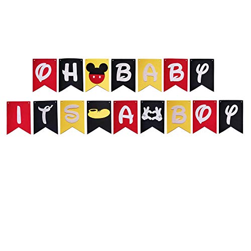 Mickey Mouse OH BABY IT'S A BOY Banner, Mickey Mouse Theme Baby Shower Party Decorations supplies - //coolthings.us