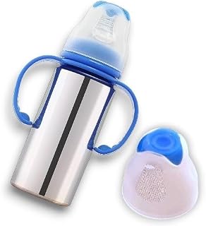 Anti-Colic Stainless Steel Baby Feeding Bottle 250ml with Handle | BPA-Free | Silicone Teat | Infant Milk Feeder