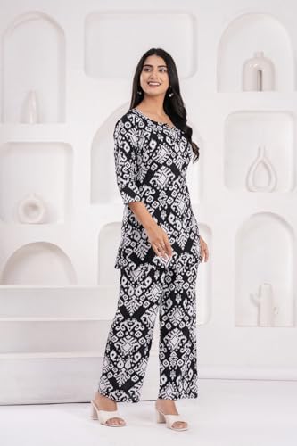 Image of YAZIA Women Cotton Lounge Wear Set - Printed Top & Pyjama Co-Ord Set | Soft Breathable Fabric | Daily, Nightwear & Home Wear | Small to 3XL