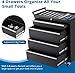 GarveeHome 4-Drawer Tool Chest, Rolling Tool Box with Wheels and Lock System, Portable Storage Rolling Tool Chest for Warehouse, Workshop & Repair Shop, Black