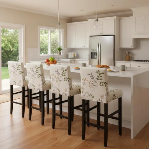 Image of Bar Stool Covers Counter Chair Slipcovers Set of 4,Color 04