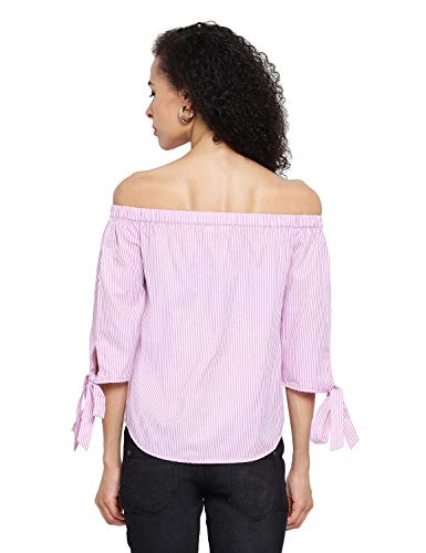 Image of oxolloxo Women's Off-Shoulder Cotton Striped Top