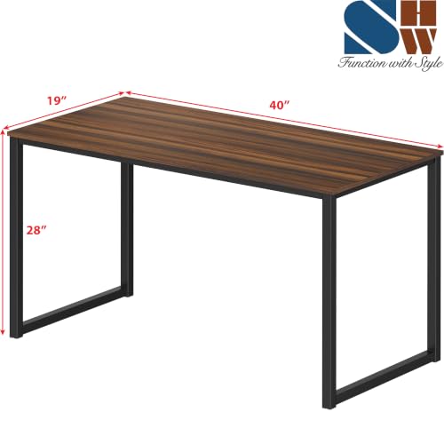 Image of SHW Mission 40-Inch Home Office Computer Desk, Walnut