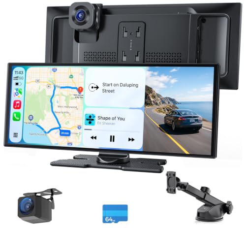Dashcam 4K avant avec écran Android Auto, Mirror Link et caméra arrière AI BSD