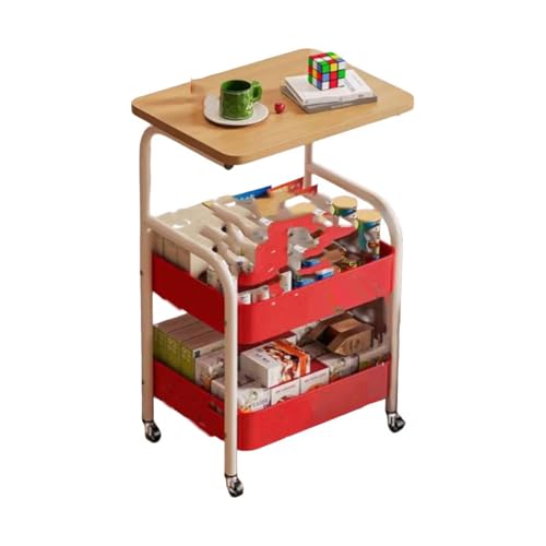 Mesita De Noche con Almacenamiento,Carrito Móvil con 3 Estantes Abiertos, Equipado con Ruedas,Capacidad De Peso De 10 Kg,Adecuado For Espacios Pequeños(Color6)