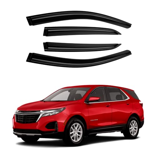 Image of Canvcle Equinox Rain Guards - Window Visors for Chevrolet /Chevy Equinox 2018-2024, Outside-Mount Tape-On Side Window Wind Deflectors for Equinox Accessories, Vent Visors Shades Rainproof Black 4PCS
