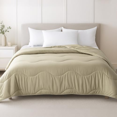 Image of MEELUS Lightweight Comforter Cooling Beige, All Season Duvet Insert