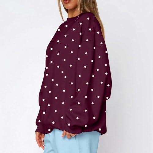 Polka Dot Sweatshirts for Women Fleece Oversized Casual Pullover Tops - image 3