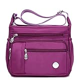 [M2Ma] [Amazon限定ブランド] ショルダーバッグ レディース ななめがけバッグ 大容量 整理整頓がしやすい a4 a5 撥水加工 bag (ラージ, パープル)