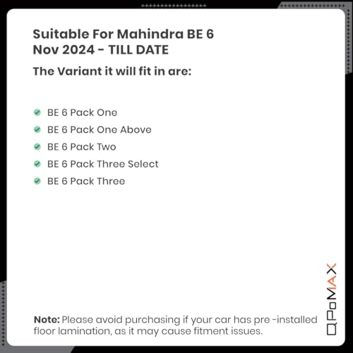 Image of Q Po BE6 (MAX) Nov 24- Till Date TPE Car Floor Mat |Anti Slip All Weather Mats for BE6 (Black)