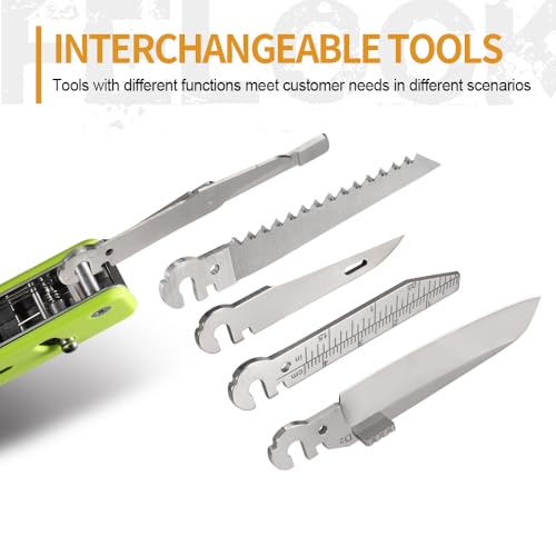 Image of ROXON S503G 9 in 1 Mini Multi Tool EDC Pocket Knife Multitool with G10 Handle,Scissors,Screwdriver,Threader,Awl, Flat Screwdriver,Ruler,Tweezers for Outdoors Fishing Camping,Gifts for Men (Neon Green)