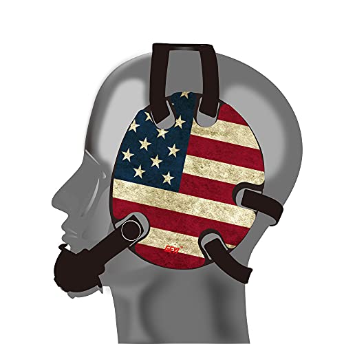 Geyi Wrestling Headgear with American Old Flag Decals (Black)