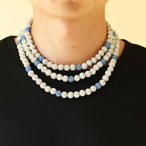 Baseball Beaded Necklace for Men,Bling Baseball Necklace with Iced Out baseball Drip Accessories Chain,Sparkly Glitter Diamond Rhinestone White Black Navy Blue Ice Beads Baseball Gifts Jewelry 18in by RWQIAN - Used condition - Image 7