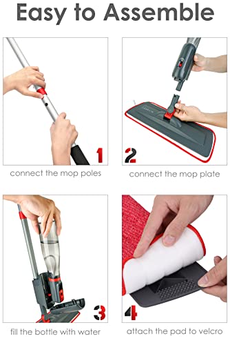 Venetio Prosweep Microfiber Spray Mop For Floor Cleaning With Extra Reusable Washable Pad And Refillable Sprayer - Dry/Wet Squirt Mop Set For Home & Kitchen, Hardwood, Laminate, Vinyl Plank - 2 Pads #TOP7