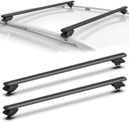 COWVIE 47 Inch Aluminum Roof Rack Cross Bars for Raised Side Rails, Adjustable Cargo Bars, Hold 165 LBS, Black