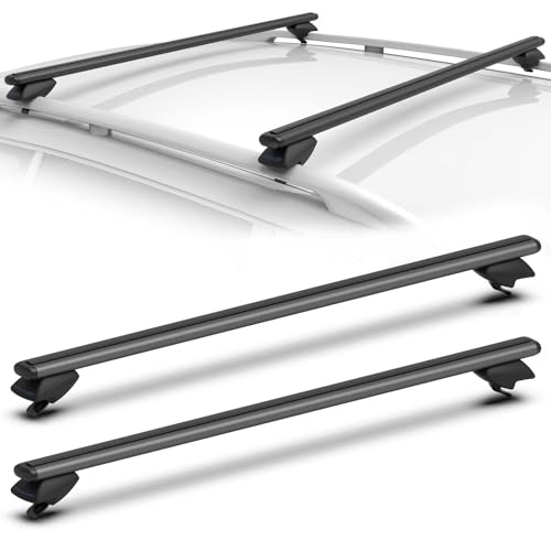 COWVIE 138 cm Roof Rack Cross Bars Adjustable Aluminum Cargo Bars Fits Most Existing Raised Side Rails with Gap -1Pair (Black) by COWVIE - Used condition - CA$64.89
